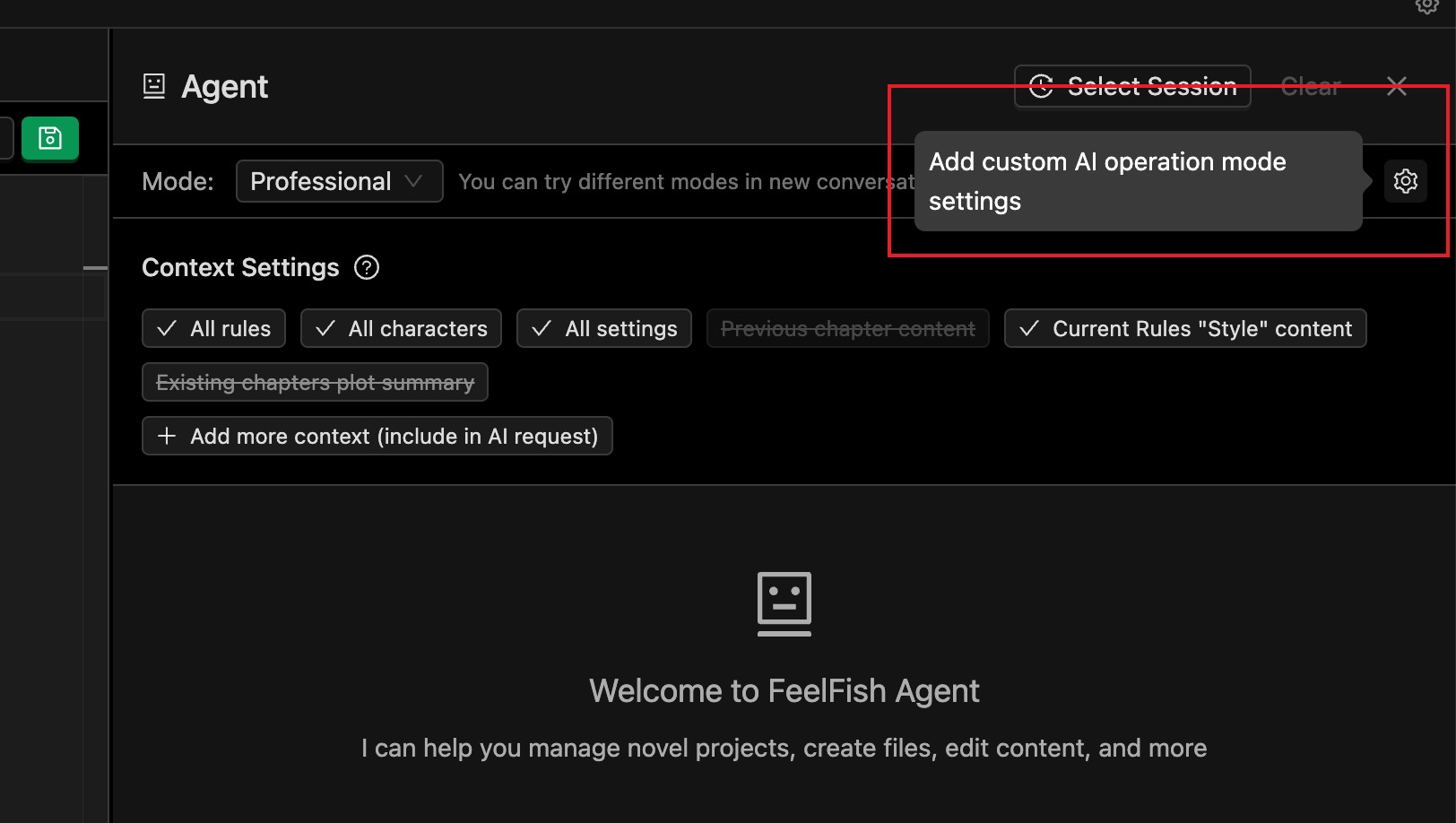 Figura 2: Añadir un modo de ejecución de IA personalizado