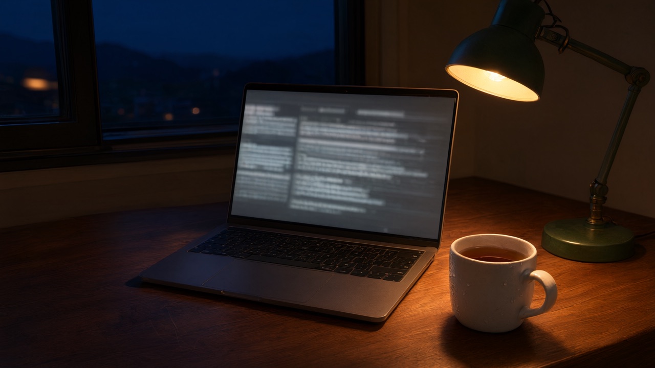 Writing desk at night
